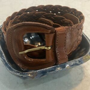 Luigi Lanatta Italian Braided Brown Leather Belt‎ Sz M- Good Condition